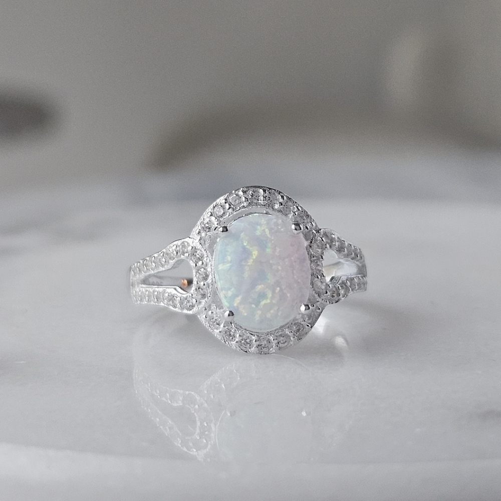 Opal ring, size 7, 925 Sterling Silver Charmed Aroma